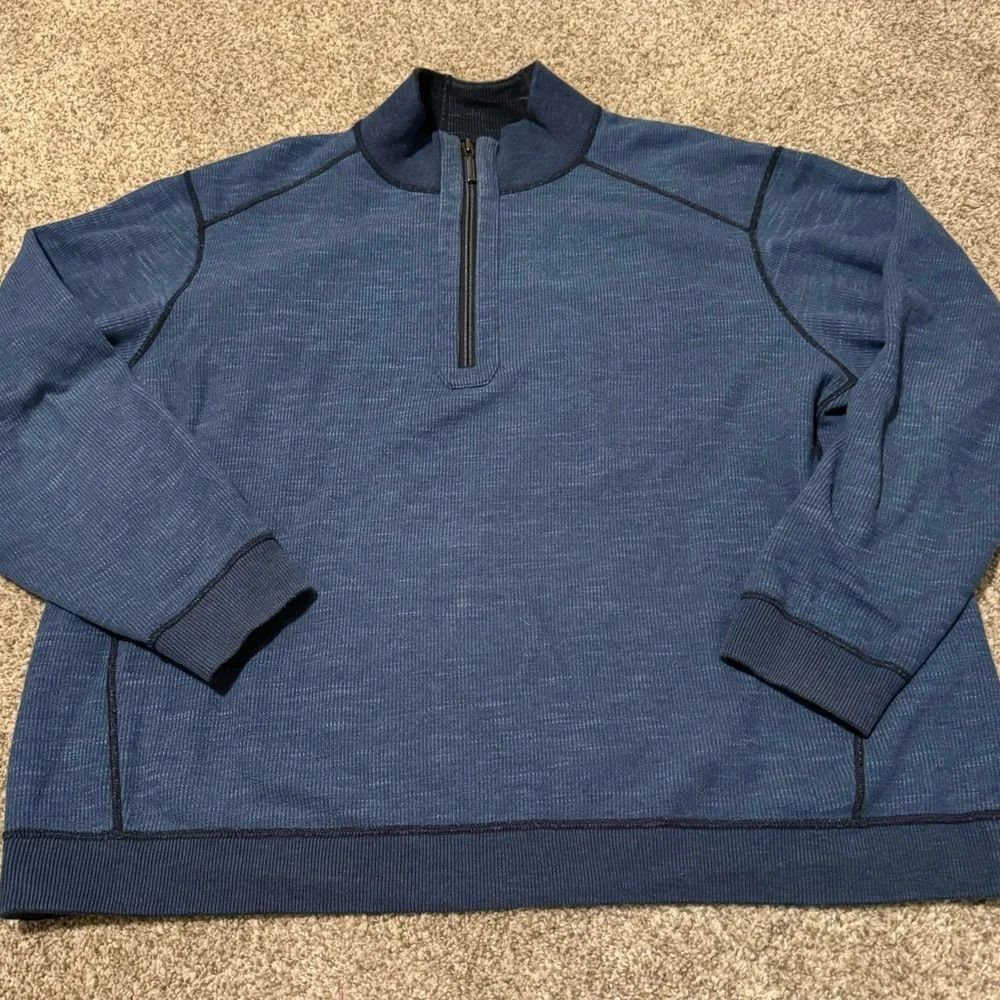 Tommy Bahama On The Double Reversible Half-Zip Sweatshirt | XLarge | Blue/Navy